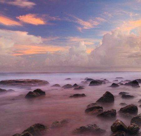 Beautiful seascape in the morning at Khao Lak, Thailandの写真素材