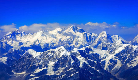 Aerial view of Himalaya mountains, Khumbu valley, Nepal
