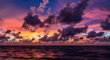 Beautiful sunset over the sea in the tropics. Panoramaの写真素材