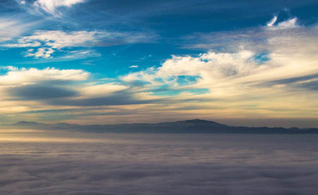 Fog and cloud at Phu Kradueng National Park, Loei, Thailandの写真素材