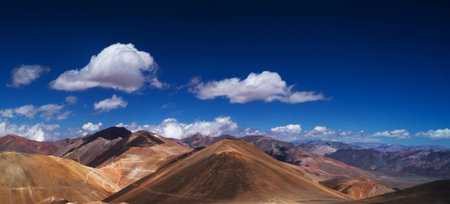 Panoramic view of colorful mountains in Leh Ladakh, India