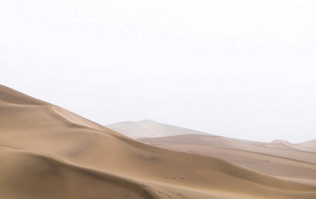 Sand dunes in the desert on a foggy day. 3d renderingの写真素材