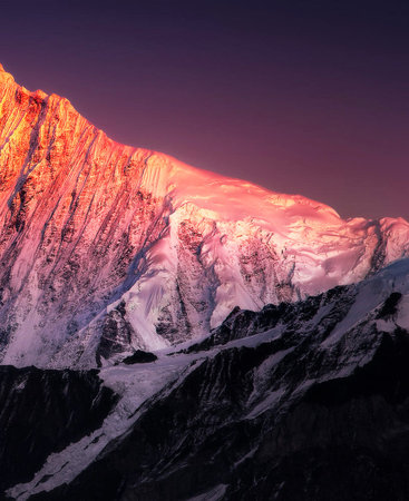 Beautiful sunset in the mountains of Cordillera Huayhuash, Peru