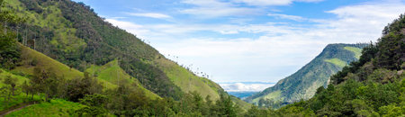 Panoramic view of the mountain landscape in the north of Ecuadorの写真素材
