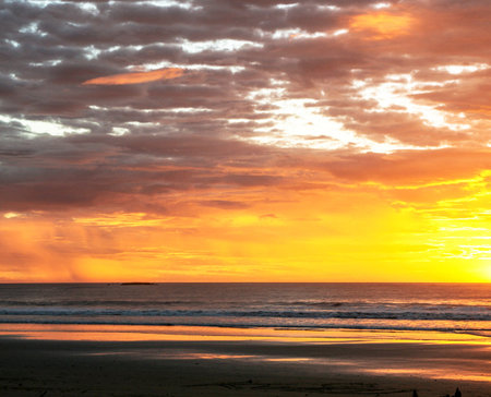 Sunset over the Pacific Ocean in California, United States of Americaの写真素材