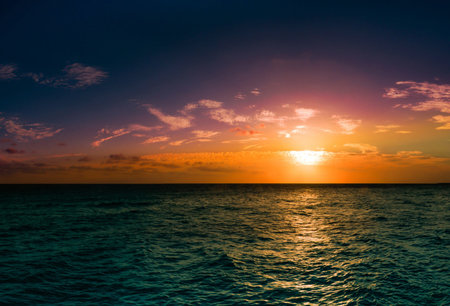 Beautiful sunset over the sea in the tropics. Beautiful seascape.