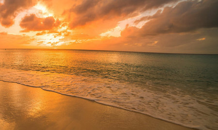 Beautiful tropical beach and sea at sunset time - Holiday Vacation concept