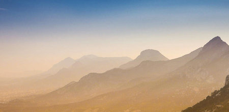 Panoramic view of the mountains of Crete, Greece.