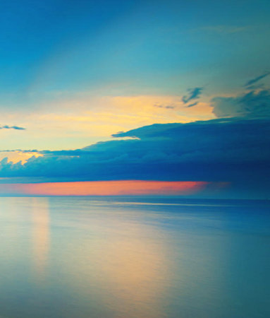 Beautiful sunset over the sea. Seascape. Nature composition.の写真素材