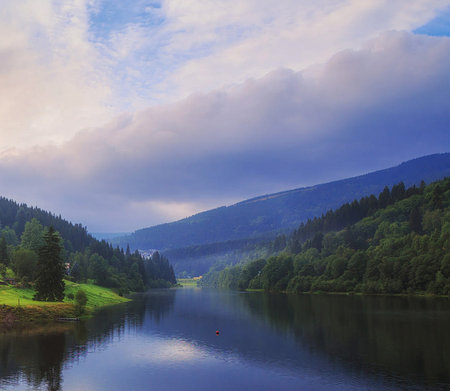 Beautiful view of the mountain lake in the morning. Carpathians, Ukraine