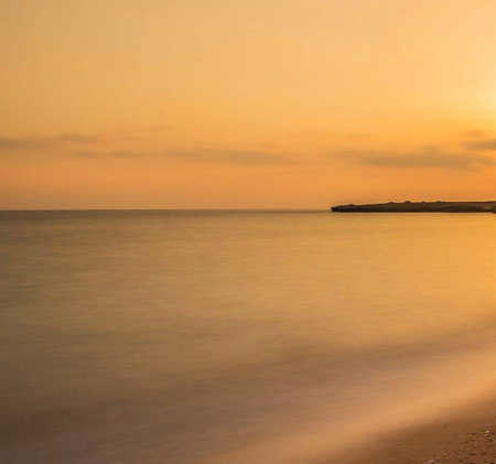 Sunset on the beach of Ibiza, Balearic Islands, Spainの写真素材