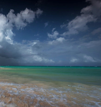 Beautiful seascape with blue sky and white sand beachの写真素材