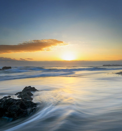 Beautiful sunset at the beach in Khao Lak, Thailand.の写真素材