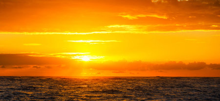 Sunset over the sea in the tropics. Beautiful background.