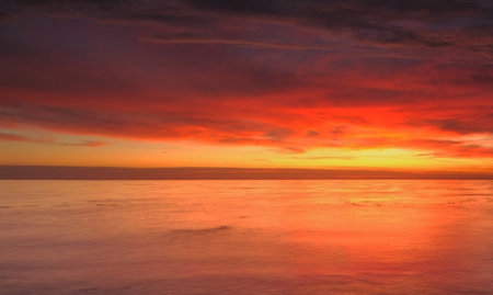 Beautiful sunset over the sea. Nature background. Panorama.の写真素材