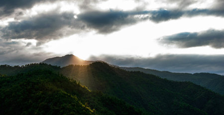 Landscape of mountains in the morning at Doi Inthanon National Park, Chiang Mai, Thailand