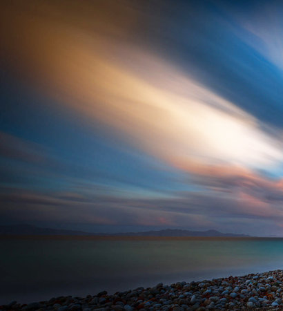 beautiful seascape with colorful sky and clouds. long exposureの写真素材