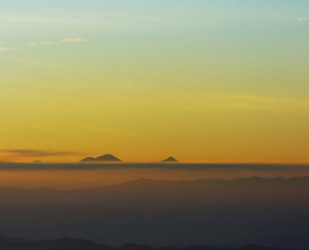 Sunrise at Doi Inthanon National Park, Chiang Mai, Thailandの写真素材