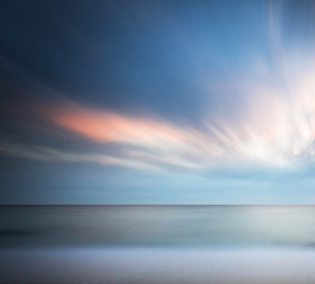 Beautiful seascape at sunset. Long exposure photo. Long exposure.の写真素材