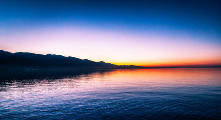 Sunset over Lake Garda, Italy. Landscape photography.の写真素材