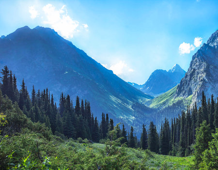 Beautiful mountain landscape in the highlands of the Altai Republicの写真素材