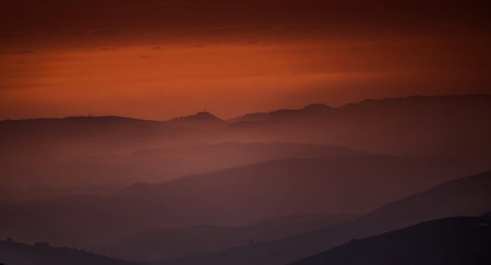 Sunset over the hills in Tuscany, Italy, Europe