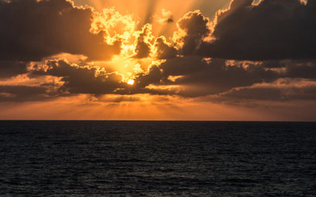 Sunset over the Atlantic Ocean in Tenerife Canary Islands Spain
