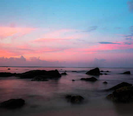 Beautiful sunset on the beach at Koh Samui, Thailand.の写真素材