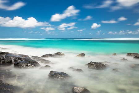 Beautiful seascape at Seychelles, Maheの写真素材