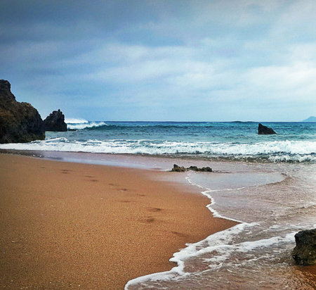 Beautiful seascape of the Atlantic Ocean. Portugal, Madeiraの写真素材