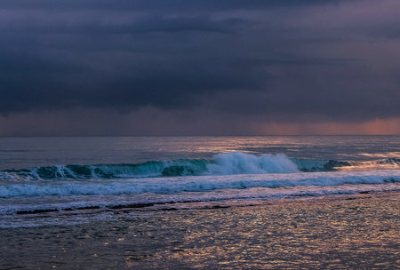 Stormy sky over the ocean at sunset