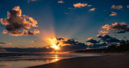Sunset on the beach in Costa Rica, Central america.の写真素材