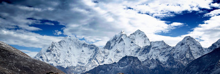 Panoramic view of Annapurna Base Camp, Nepalの写真素材