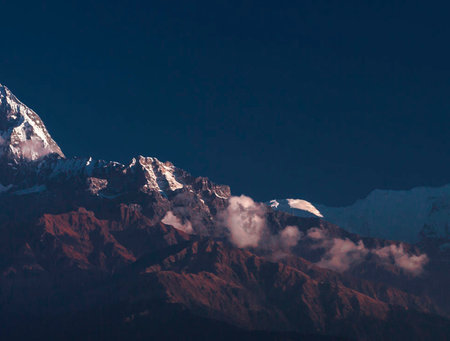 Beautiful view of Himalayas mountains at sunset, Nepal.の写真素材
