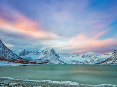 Beautiful winter landscape in the Lofoten islands, Norway