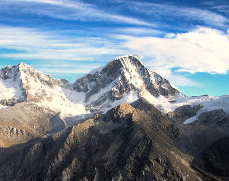 Mountains in Himalayas, Annapurna Conservation Area, Nepalの写真素材