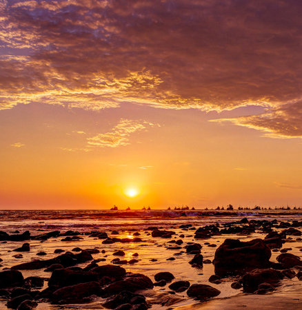 Beautiful sunset over the sea. Beautiful seascape at sunset.の写真素材
