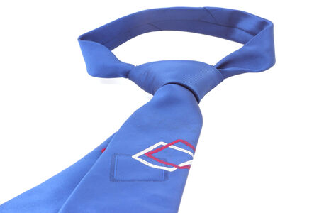 blue tie isolated on whiteの写真素材