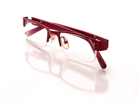 beautiful glasses isolated on whiteの写真素材