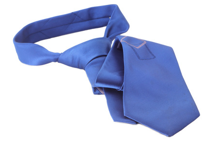 blue tie isolated on white backgroundの写真素材