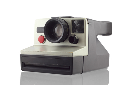 instant camera isolated on white background の写真素材