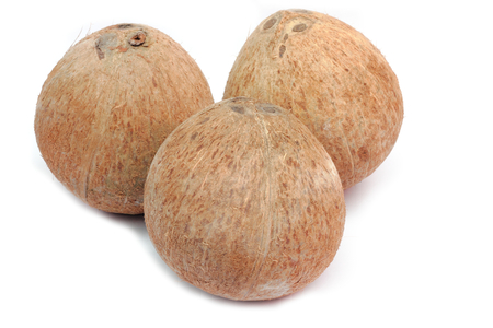 Three coconut isolated on white background の写真素材