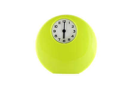 Alarm clock green colour on isolated white backgroundの写真素材