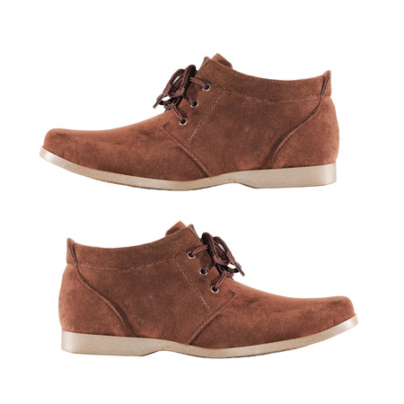 brown shoes on white background.の写真素材