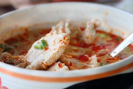 Tom yum soup with fish.の写真素材