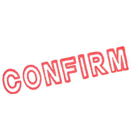 CONFIRM -  red Rubber Stamp isolated on white background.の写真素材