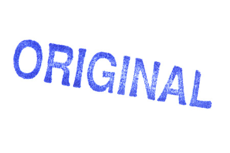 ORIGINAL -  blue Rubber Stamp isolated on white backgroundの写真素材
