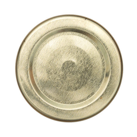 Top of view tin can isolated on white background.の写真素材