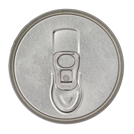 Top of view tin can isolated on white background.の写真素材