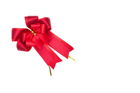 Red gift bow. Ribbon. isolated on white background.の写真素材